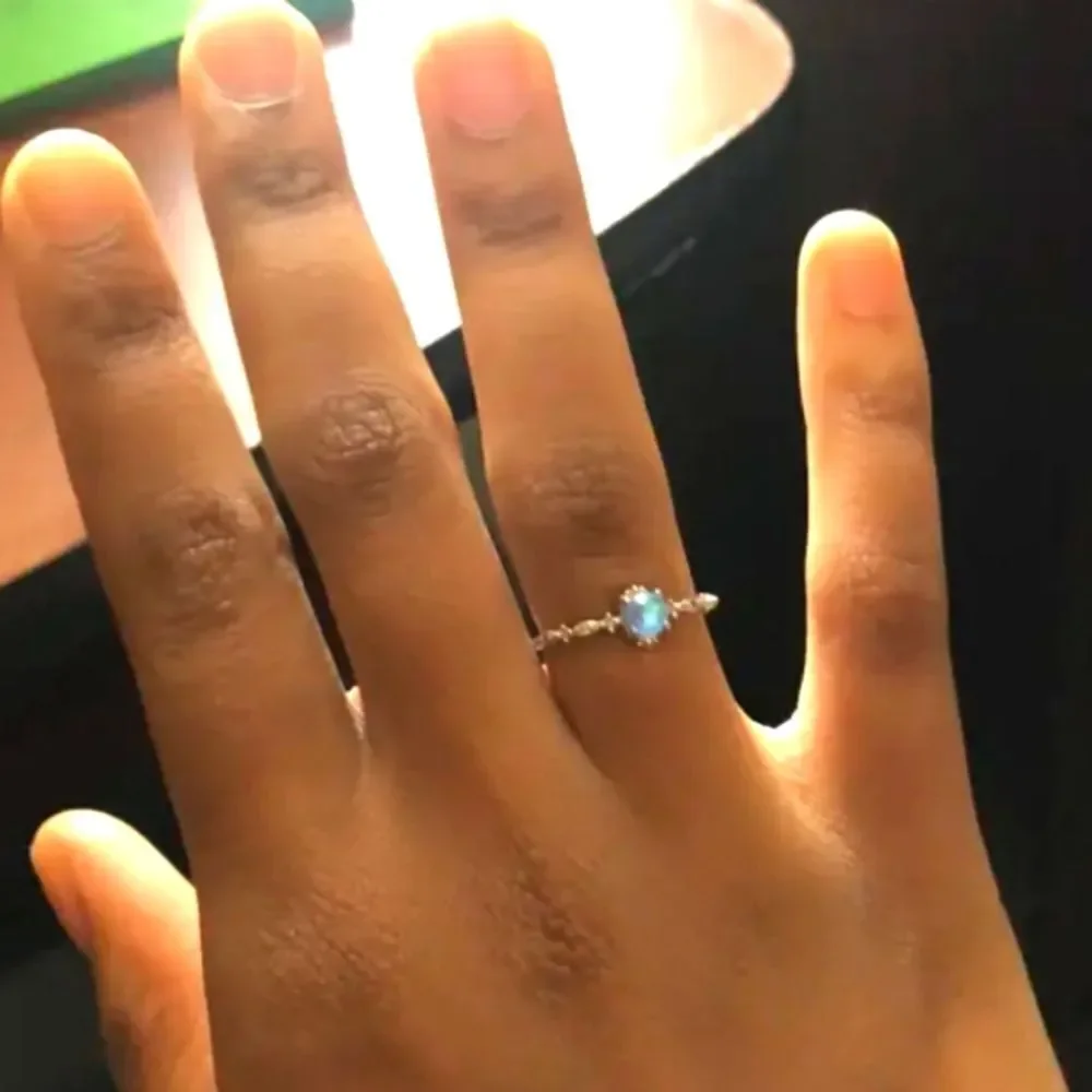 Women's Stunning S925 Golden Sunset Moonstone Color Changing Promise Ring Sz 8